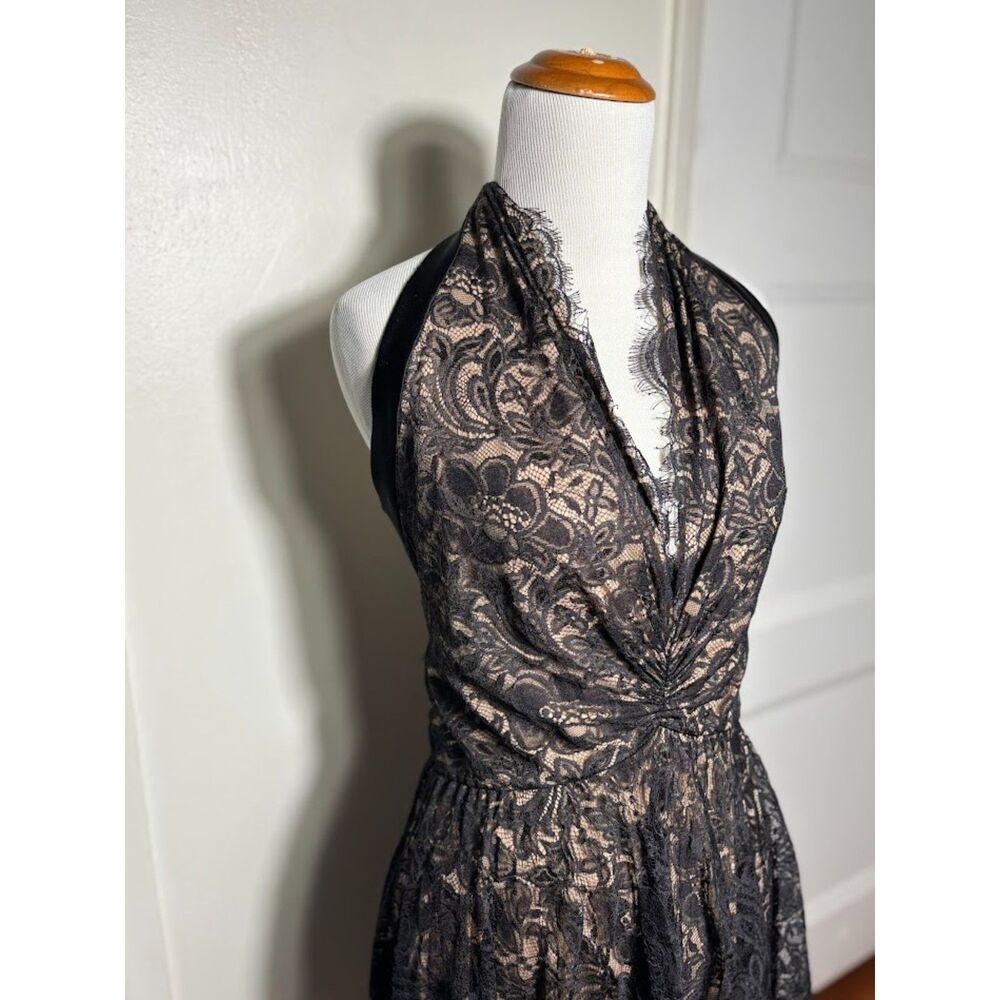 VTG 90s Nicole Bakti Dress Large Black Halter Open Back Dark Romantic Goth Witch - Picture 4 of 6